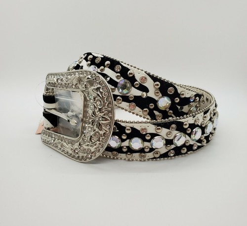 Zebra print leather belt - , with