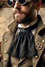 Jabot Cravat: Black Lace