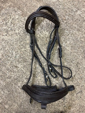 Brown leather crank flash snaffle bridle Cob size  (used)