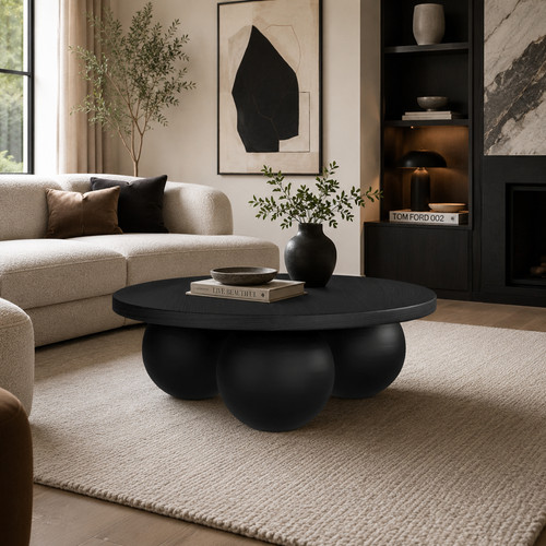 Kenji coffee table black round - table,