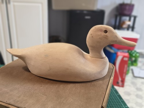 Hand carved duck - carved,