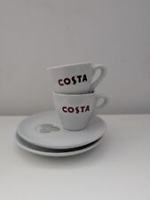 2 sets - Costa Coffee Thick-Walled Espresso Cup & Offset 3 Bean Saucer