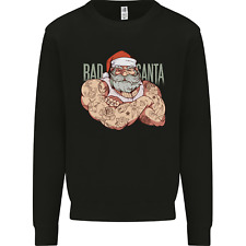 Bad Santa Christmas Tattoo Xmas Biker Gym Kids Sweatshirt Jumper