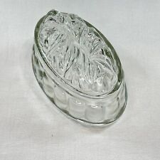 Vintage Glass Jelly Mould | Oval Fluted Pie Mold | Leaf Design