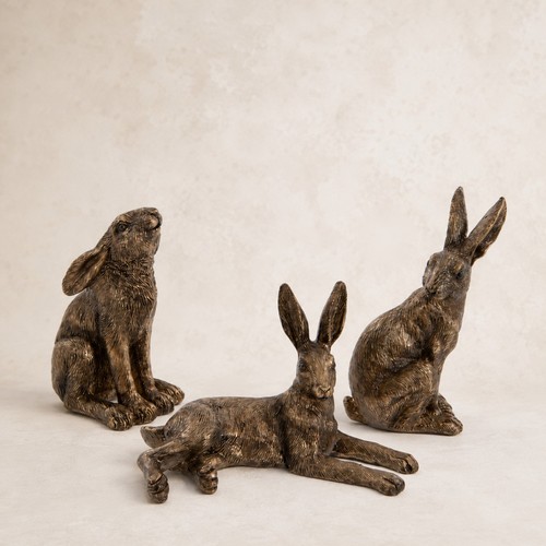 Bronze hare ornament resin - bronze,