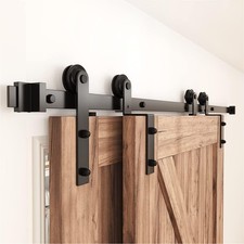WINSOON 152cm Single Track Bypass Barn Sliding Door Track  Kit, Fit 75cm Doors