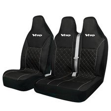 FOR MERCEDES VITO - LUXURY QUILTED GREY PIPING VAN SEAT COVERS - SINGLE + DOUBLE