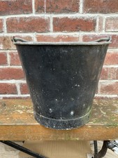 Large Vintage Galvanized Steel Bucket / Planter / Storage Box French Grey Pail