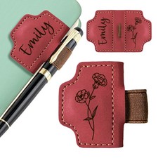 Personalised Birth Month Flower Bookmark with Pen Holder Magnetic Page Marker
