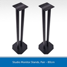 PAIR Speaker Stands 80cm Universal Black Metal HiFi Studio Monitor Floor Stands