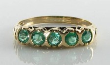 CUSTOM ORDER 9CT GOLD COLOMBIAN EMERALD ART DECO INS ETERNITY BAND RING Size S