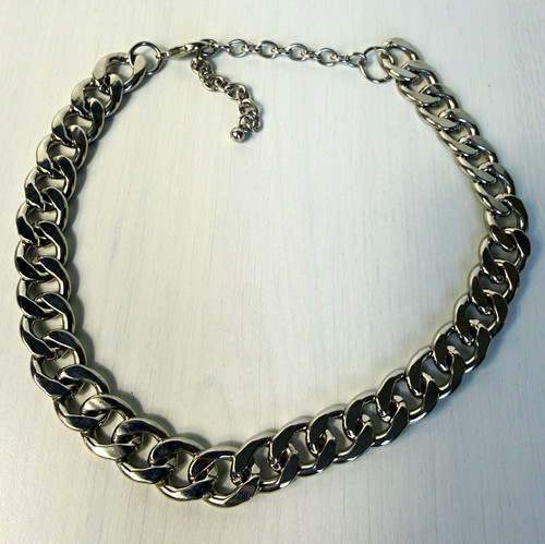 Silver tone chunky curb - silver,