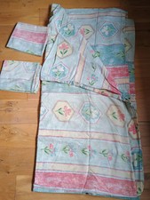 king size duvet cover set Poly Cotton Green Floral Yellow Terracotta 