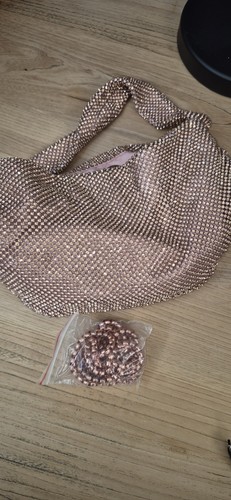 Rose gold pouch evening bag - gold,