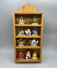 Tetley Tea Ornaments Set of 10Plus Wooden Display Shelf Vintage Tea Folk Teapots