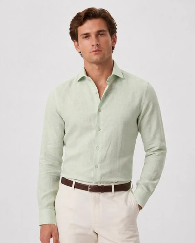 Pistachio green irish linen - green,