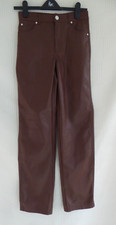 Bershka brown soft faux leather Trousers W 27.5" i'lg 30" Size 8 Label S
