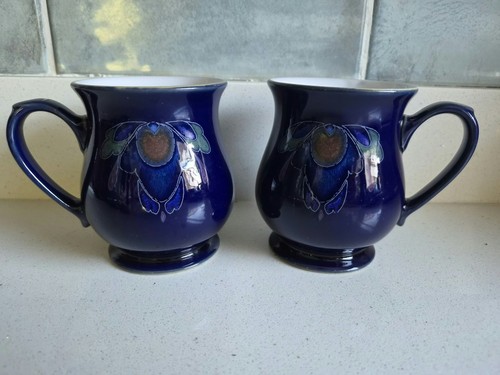 Denby baroque blue mugs - denby,