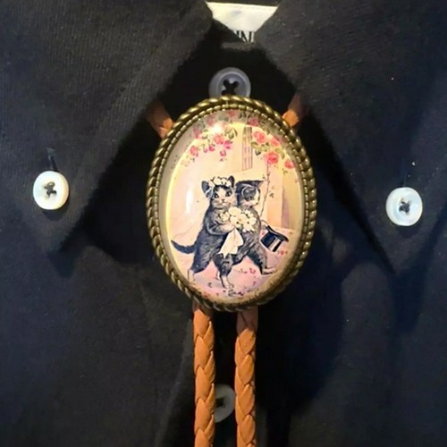 Vintage women cats - bolo, tie