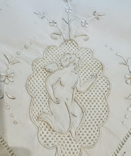 Antique white work pillowcase - white,