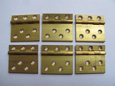 3 Pair Solid Drawn Brass Butt Offset Hinges 38mm X 35mm.