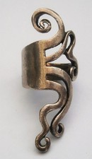 N971) Handmade Silver vintage Fork Ring Swirl tentacle Upcycled Cutlery size J