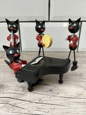 VINTAGE WOODEN CAT JAZZ BAND ORCHESTRA FIGURES RARE