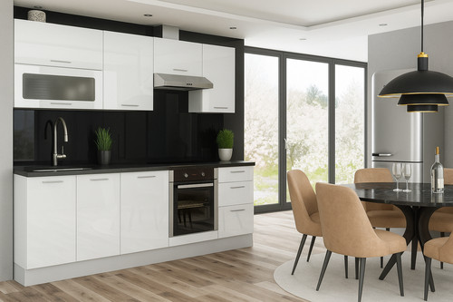 White gloss kitchen cabinets - gloss,