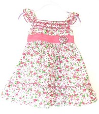 Girls Pink Floral Summer Dress Sz 12-18 m Excellent Strawberry Faire
