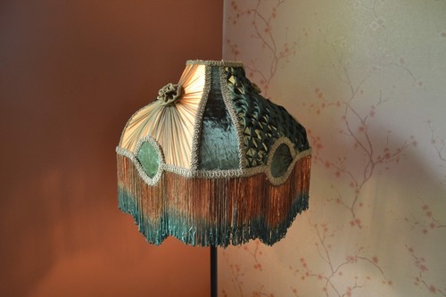 Lamp shade green pleated - shade,