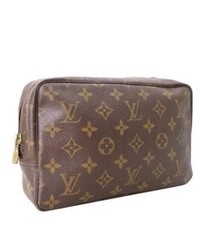 Louis Vuitton Trousse Toilette Cosmetic Pouch 28 Brown Canvas Monogram Coated