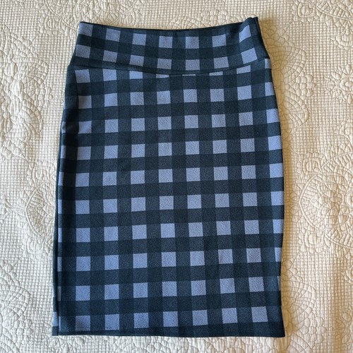 Lularoe blue plaid knit - blue, pencil