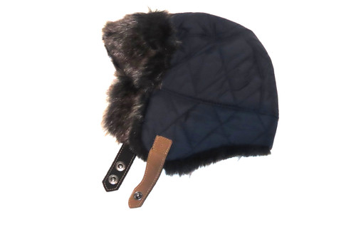Next navy quilted fur trimmed