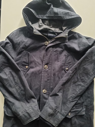 Topman navy hooded parka - navy,