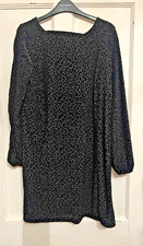 Ladies Black Textured Velvet Patterned Dress from Dusk Size 12
