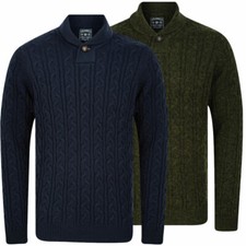 Tokyo Laundry Men's Jumper Shawl Neck Cable Knit Thick Warm Winter Sweater Top