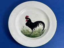 NICE ANTIQUE SCOTTISH WEMYSS POTTERY BLACK COCKEREL 7" PLATE C.1900