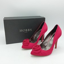 Hobbs Corsage Heels UK5 Red Pleated Rose Satin Court Shoes with Box FLT-FPL