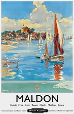 Vintage Maldon Poster Essex British Railways English Town Travel Print Wall Art