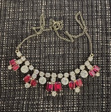 Beautiful True Vintage 50’s 60’s Ruby Red Gemstone and Diamanté Necklace 