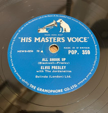 ELVIS PRESLEY 1956  HMV 78 ALL SHOOK UP / THATS WHEN YOUR HEARTACHE BEGIN POP359
