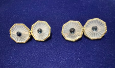 Vintage gold, rock crystal and sapphire cufflinks