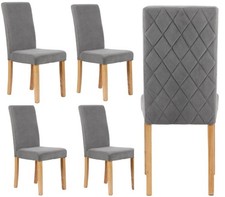 4 X Grey Velvet Dining Chairs