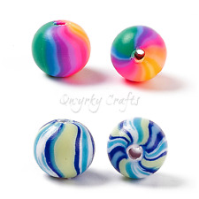 Polymer Clay Beads Round Striped Mixed Colours 8mm Diameter 50pcs