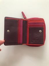 LEATHER PURSE BY VISCONTI IN RED/PURPLE AND ORANGE