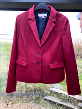 Hobbs Hackness Wool Jacket Blazer Size 12 Moon Tweed Cherry Red RRP £179