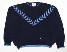 Beaver Pro Men's XL Blue Pullover Jumper, Geometric Knit