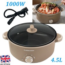 4.5L Electric Slow Cooker Glass Lid Non Stick Rice Cooking Frying Pan Stew Pot