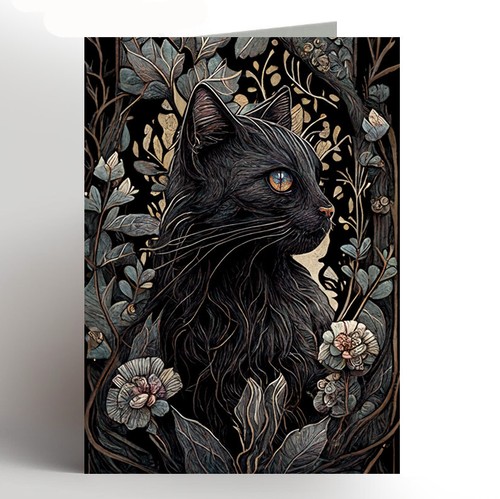 Cat birthday card handmade - card,