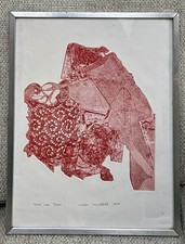 Mixed Media Scrim and Paper Artwork by Valerie Woodfield 1977